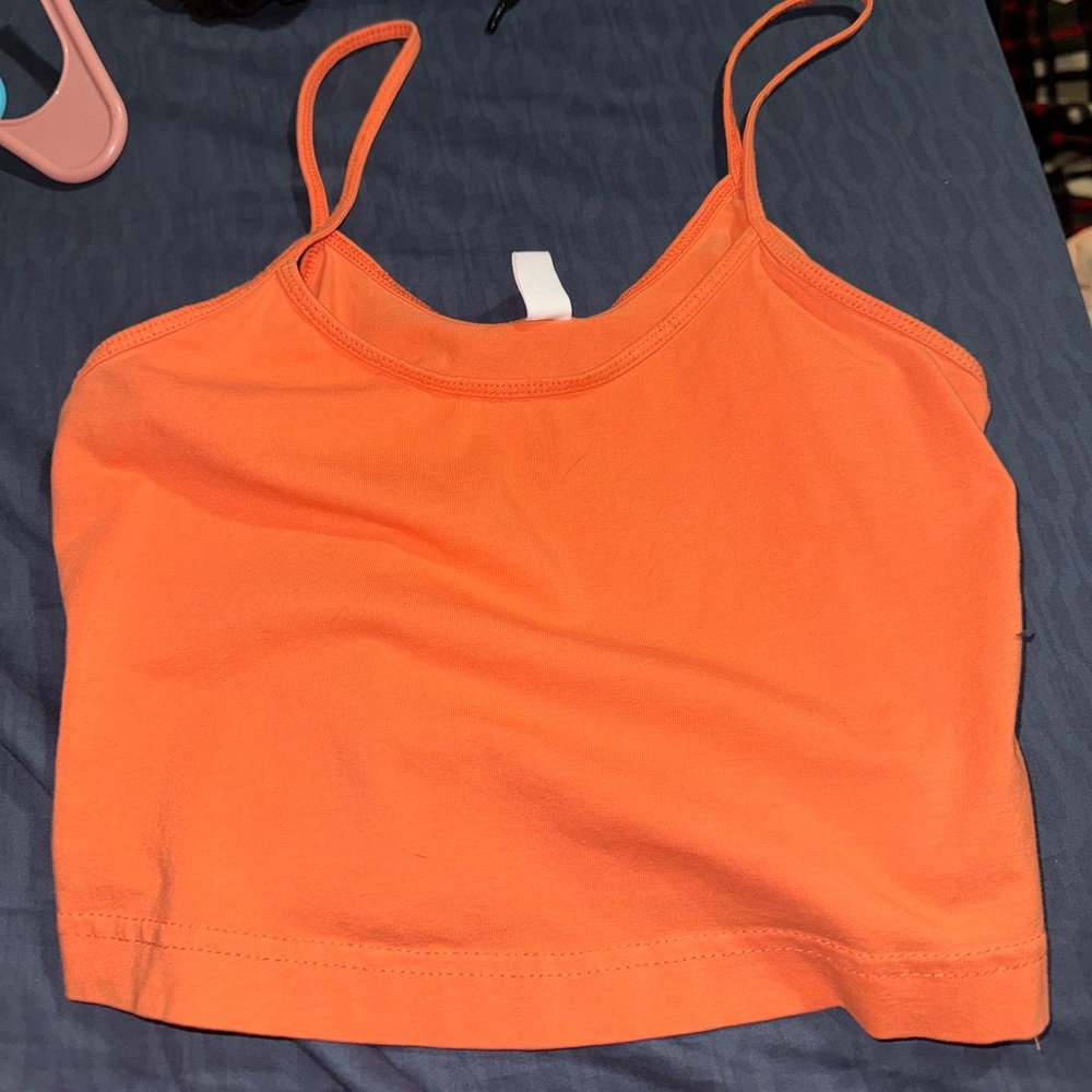 cropped bright orange tank top